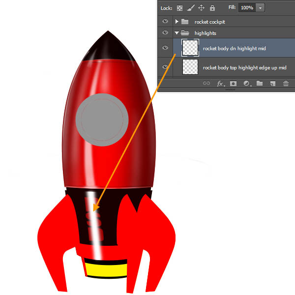 制作精致红色卡通小火箭图片的PS教程