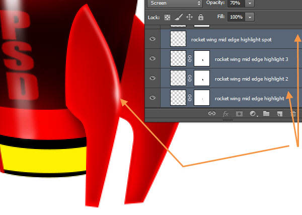 制作精致红色卡通小火箭图片的PS教程