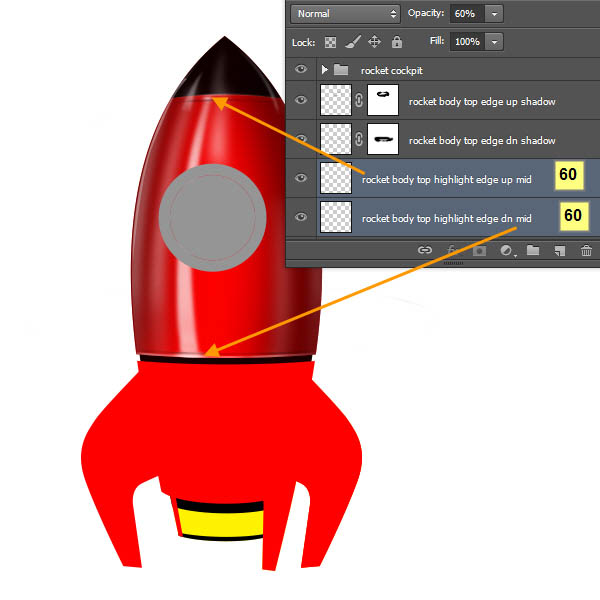 制作精致红色卡通小火箭图片的PS教程