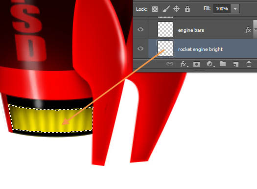 制作精致红色卡通小火箭图片的PS教程