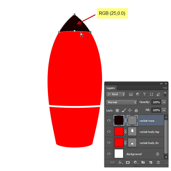 制作精致红色卡通小火箭图片的PS教程