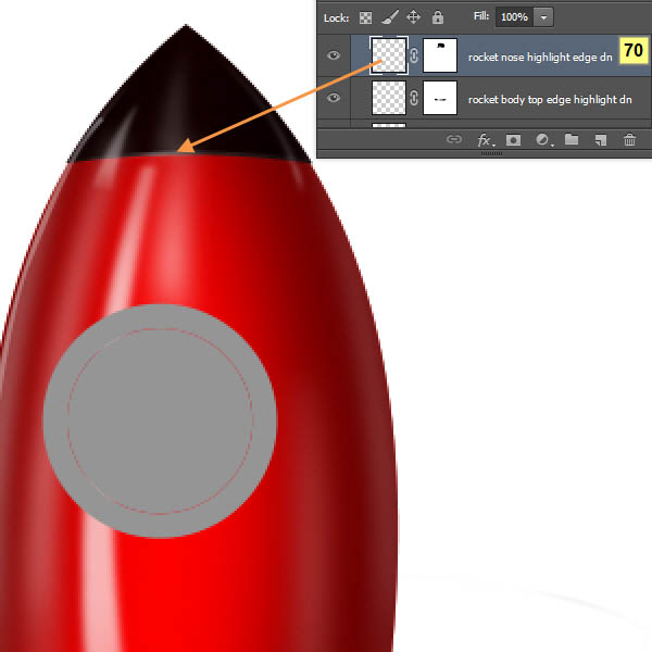 制作精致红色卡通小火箭图片的PS教程