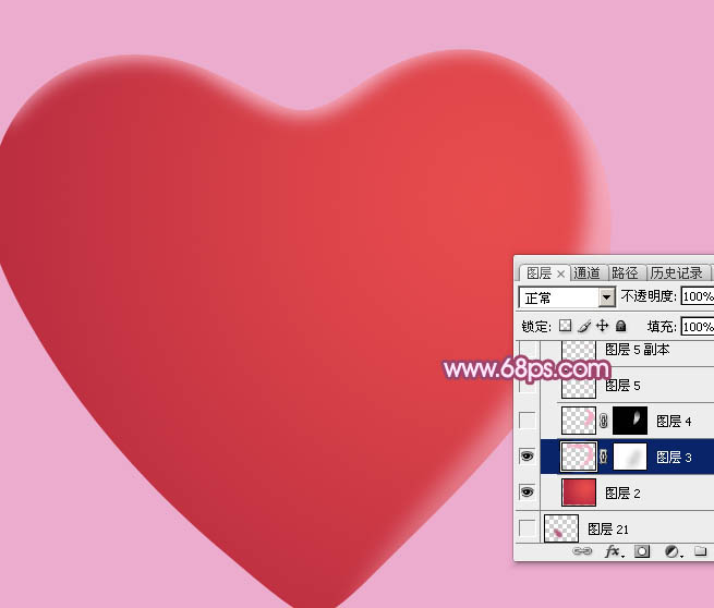 制作立体粉色水晶心形图片的PS教程