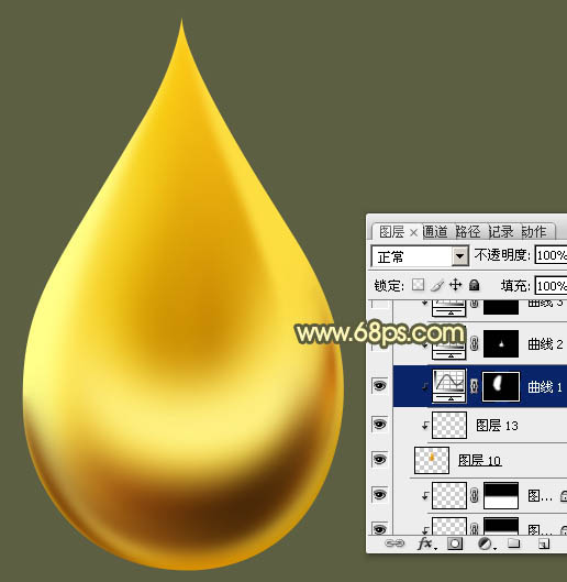 制作精致漂亮金色水滴图案的PS教程
