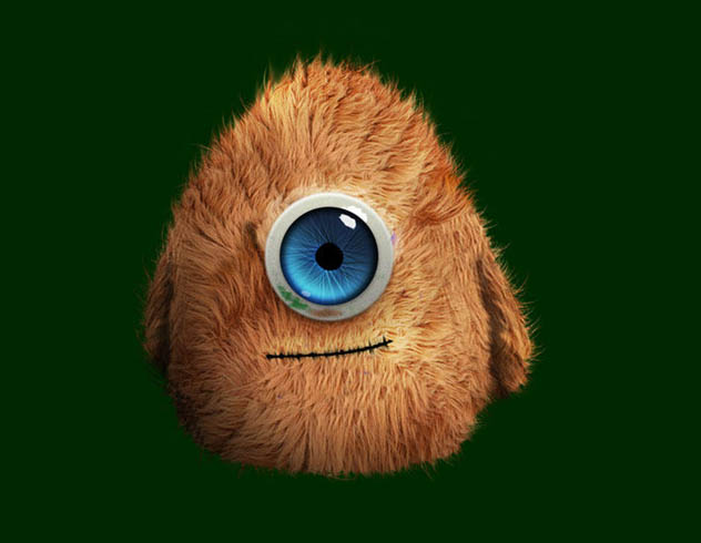 制作可爱独眼毛绒娃娃图片的PS教程