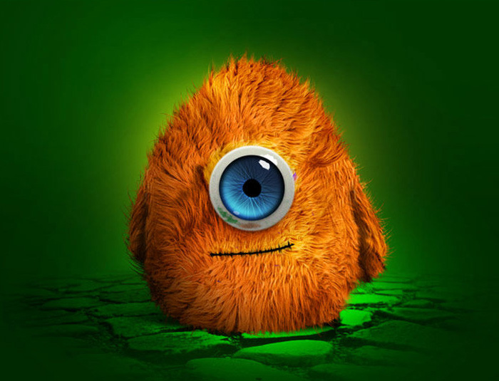 制作可爱独眼毛绒娃娃图片的PS教程