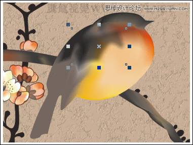 CorelDRAW实例教程：绘制中国风梅雀图教程,PS教程,思缘教程网