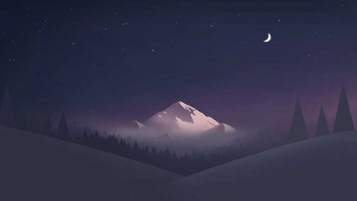 用PS鼠绘唯美月色下的雪山壁纸图片