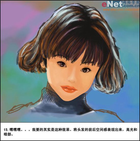 PS怎样鼠绘短发小女孩水彩素描照片