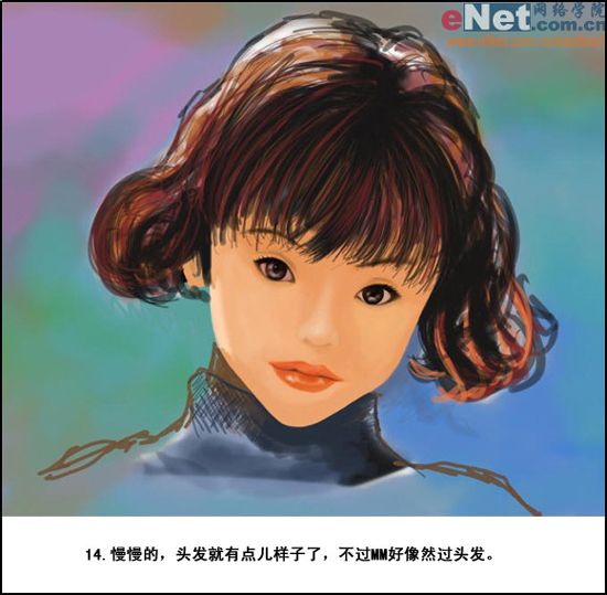 PS怎样鼠绘短发小女孩水彩素描照片