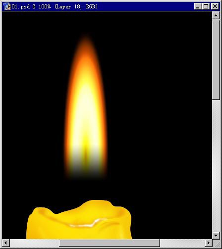 十四,使用工具栏上的涂抹工具把蜡烛火焰的形状扭曲一下,再在火焰的