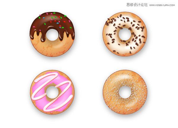 Illustrator绘制美味诱人的甜甜圈饼干,PS教程,思缘教程网