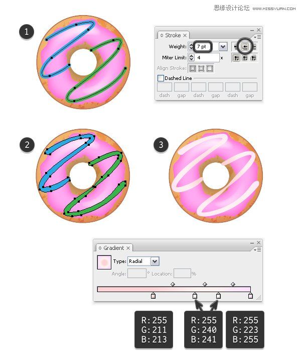 Illustrator绘制美味诱人的甜甜圈饼干,PS教程,思缘教程网