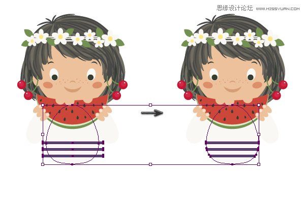 Illustrator绘制卡通风格的吃西瓜女孩教程,PS教程,思缘教程网