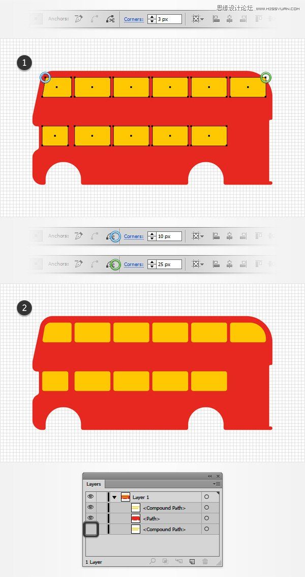 Illustrator绘制细节丰富的红色大巴车图标,PS教程,思缘教程网