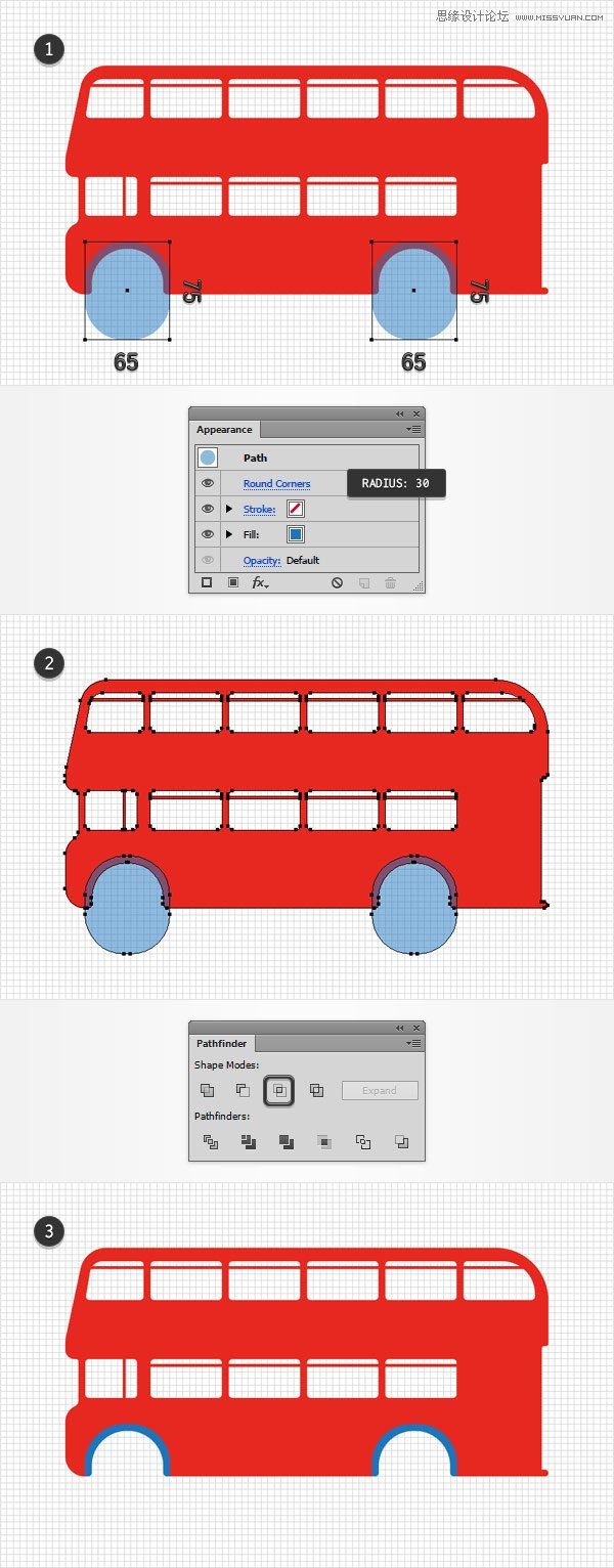 Illustrator绘制细节丰富的红色大巴车图标,PS教程,思缘教程网