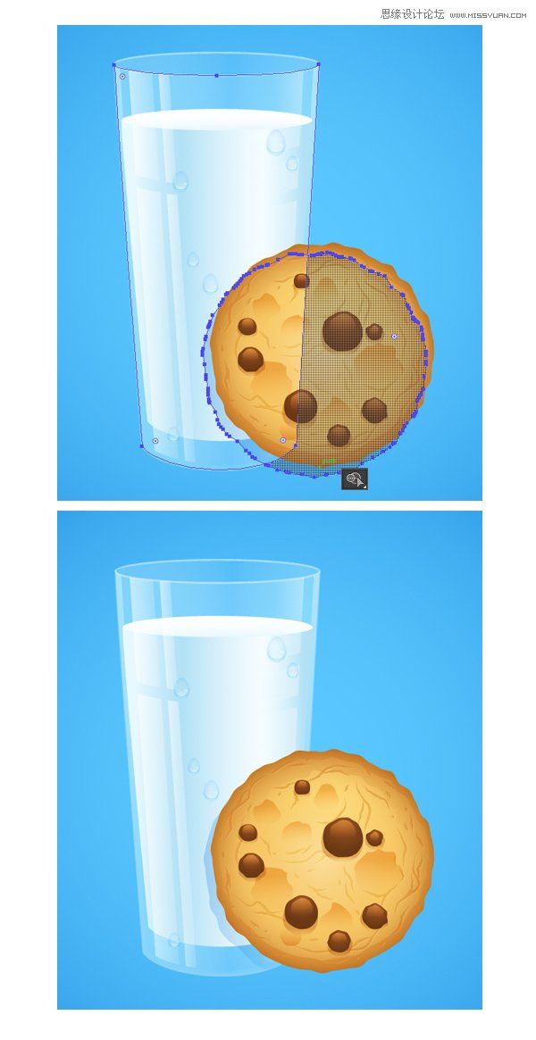 Illustrator绘制逼真的牛奶和燕麦饼干,PS教程,思缘教程网