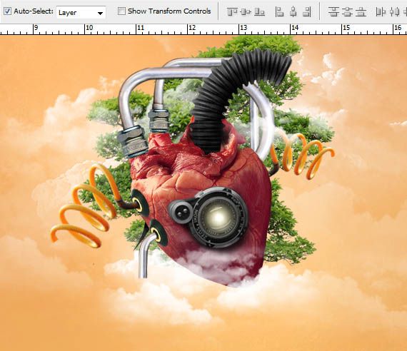 合成抽象机械心脏海报图片的PS教程