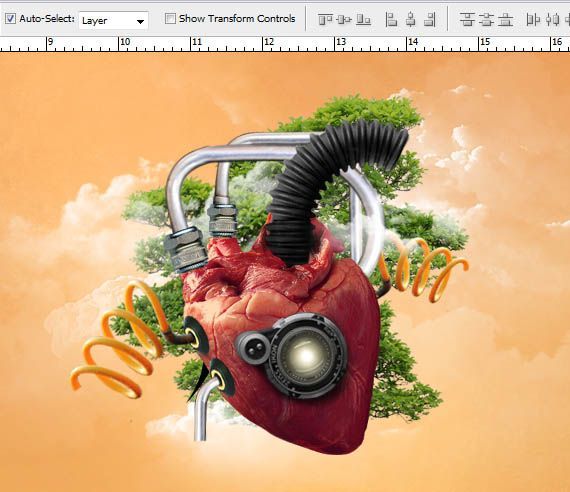 合成抽象机械心脏海报图片的PS教程