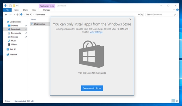 Windows 10新版阻绝本地exe安装:必须使用官方商店