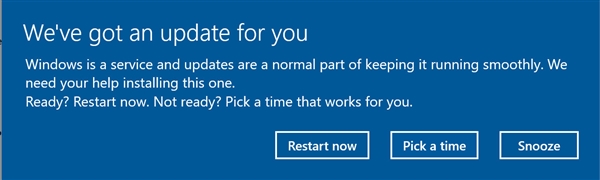 感动!Win10将彻底取消“更新强制重启”