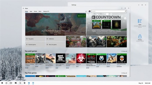Windows 10 RS3毛玻璃界面:白色任务栏抢眼