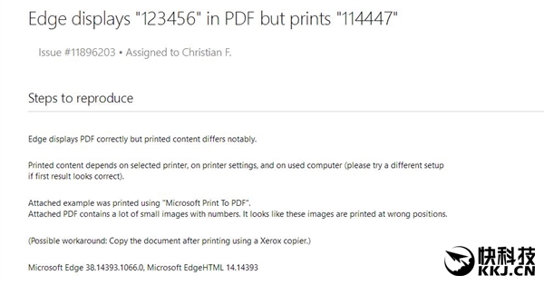 Win10 Edge现超崩溃BUG：PDF显示正常 打印后数字乱码