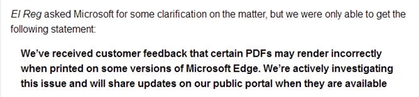 Win10 Edge现超崩溃BUG：PDF显示正常 打印后数字乱码