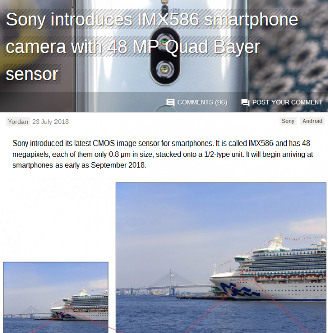 索尼推出最新相机传感器 IMX586  可支持4800万像素(图1)
