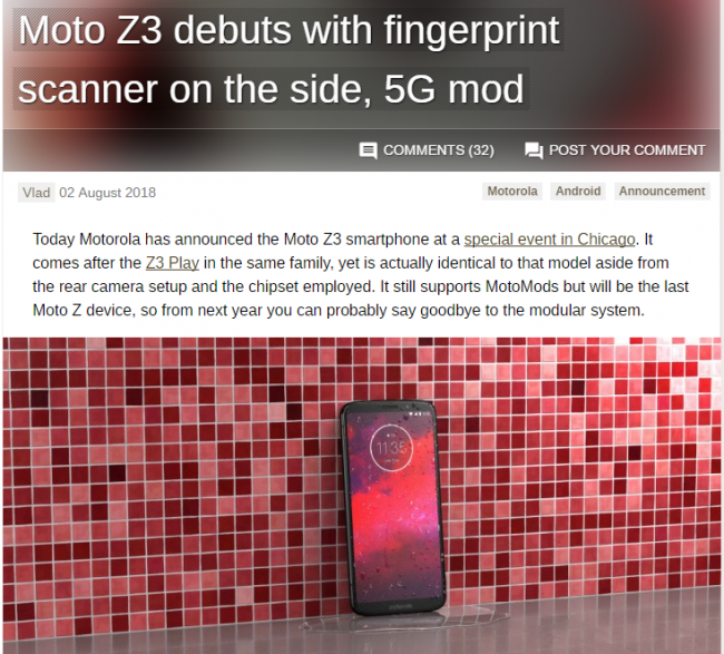 模块化新机Moto Z3正式发布 骁龙835处理器+支持5G模块(图1)