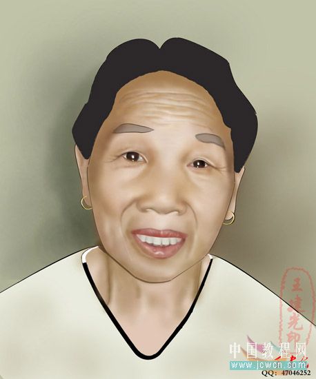Photoshop鼠绘教程:人物写真绘制“我的奶奶”