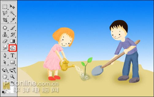 Photoshop CS4鼠绘教程:涂鸦绘制植树节儿童插画
