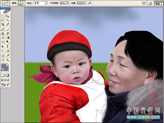 Photoshop鼠绘教程:人物写生之我的奶奶和宝宝
