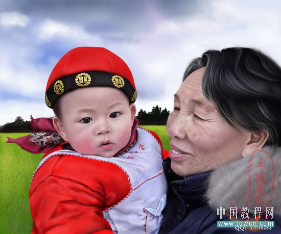 Photoshop鼠绘教程:人物写生之我的奶奶和宝宝