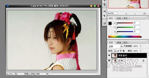 Photoshop国画教程:为MM打造工笔画效果