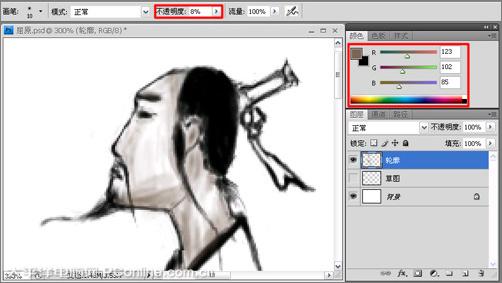 PhotoshopCS4打造爱国诗人屈原国画_www.knowsky.com