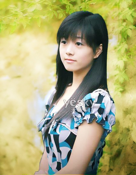 Photoshop调色教程:调出春天绿基调的美女_www.knowsky.com
