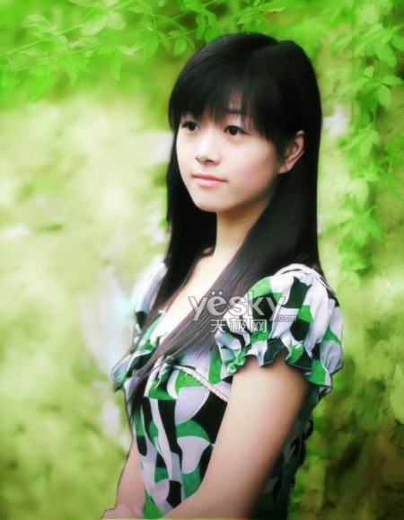Photoshop调色教程:调出春天绿基调的美女_www.knowsky.com