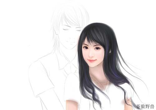 Photoshop人物鼠绘之甜美的情侣篇