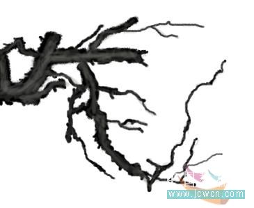 Photoshop手绘教程:绘制水墨梅花入卷轴效果