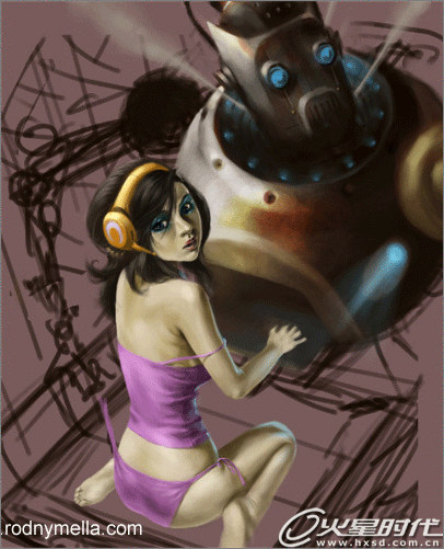 用Photoshop鼠绘机器人与女机械师