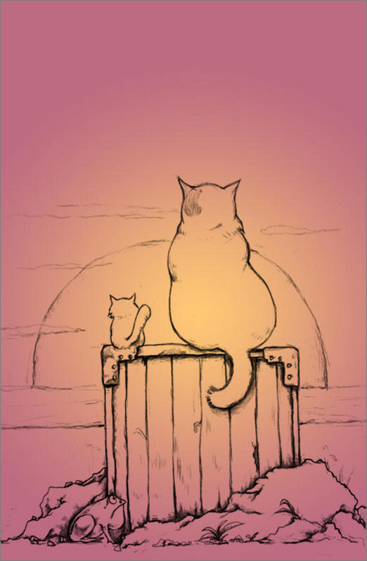 Photoshop和Painter手绘插画《眺望》