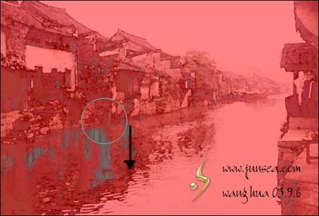 Photoshop把江南水乡变淡彩水墨画