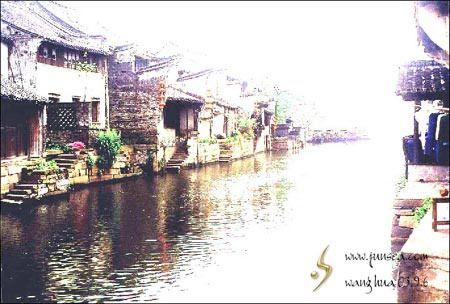 Photoshop把江南水乡变淡彩水墨画