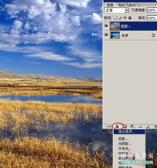 用Photoshop混合选项轻松合成风景照片