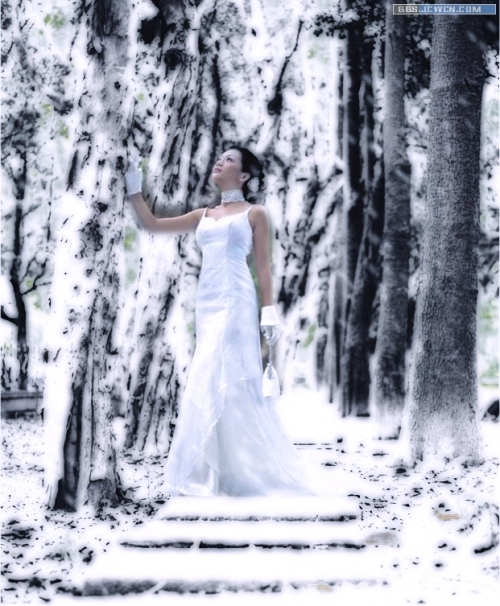 Photoshop巧用蒙版再造雪景婚纱