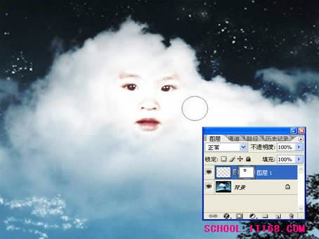 Photoshop合成实例：白云宝宝飘过来