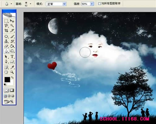 Photoshop合成实例:白云宝宝飘过来