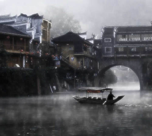 Photoshop处理烟雨水乡照片特效2