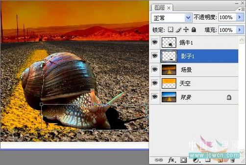 Photoshop合成教程：打造公路上狂奔的蜗牛